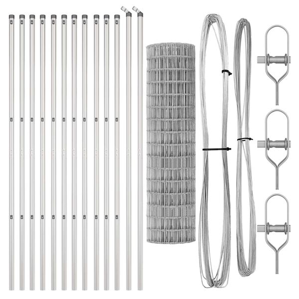 vidaXL St&auml;ngsel med stolpe Silver 1,2 x 25 m St&aring;l och PVC