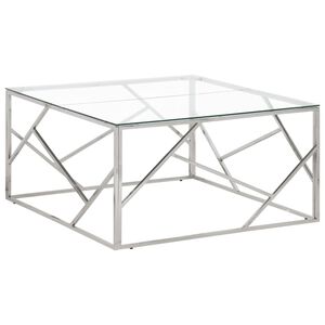 vidaXL Soffbord silver rostfritt st&aring;l och h&auml;rdat glas