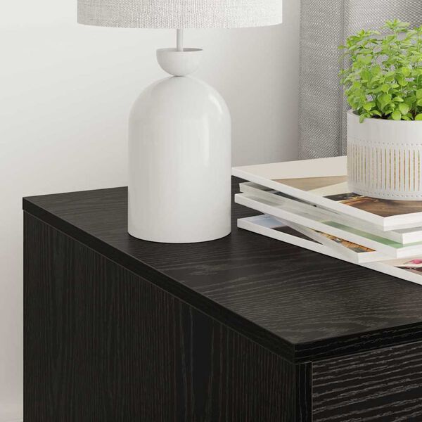 vidaXL Kattl&aring;da Inh&auml;gnad Svart Ek 47 x 59 x 42 cm Konstruerat tr&auml;