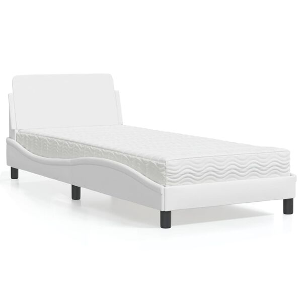 vidaXL Bed with Mattress "Dover" White 80x200 cm Faux Leather
