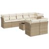 vidaXL Soffgrupp f&ouml;r tr&auml;dg&aring;rden med dynor 9 delar beige konstrotting