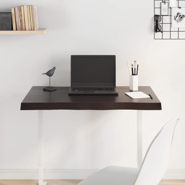 vidaXL Bordsskiva mörkbrun 80x50x(2-4) cm massivt trä levande kant
