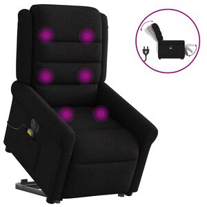 vidaXL Elektrisk massagef&aring;t&ouml;lj med uppresningshj&auml;lp svart tyg