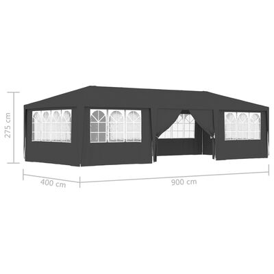 vidaXL Professionellt partytält med väggar 4x9 m antracit 90 g/m²