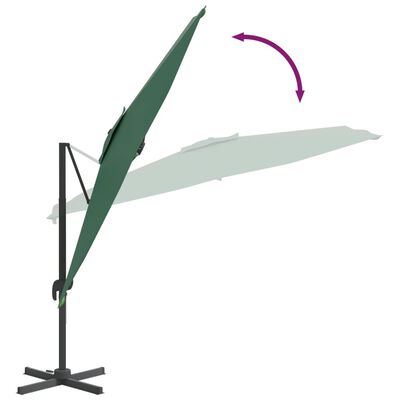 vidaXL Frihängande parasoll med aluminiumstång grön 400x300 cm
