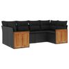vidaXL Loungegrupp med dynor 6 delar svart konstrotting