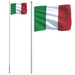 vidaXL Italiens flagga och flaggst&aring;ng 6,08 m aluminium