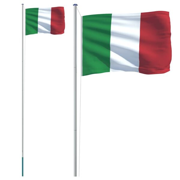 vidaXL Italiens flagga och flaggst&aring;ng 6,08 m aluminium