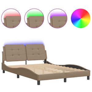 vidaXL Bed Frame with LED without Mattress "Zadar" Cappuccino 120x200 cm