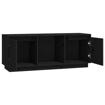 vidaXL Tv-bänk svart 110,5x35x44 cm massiv furu