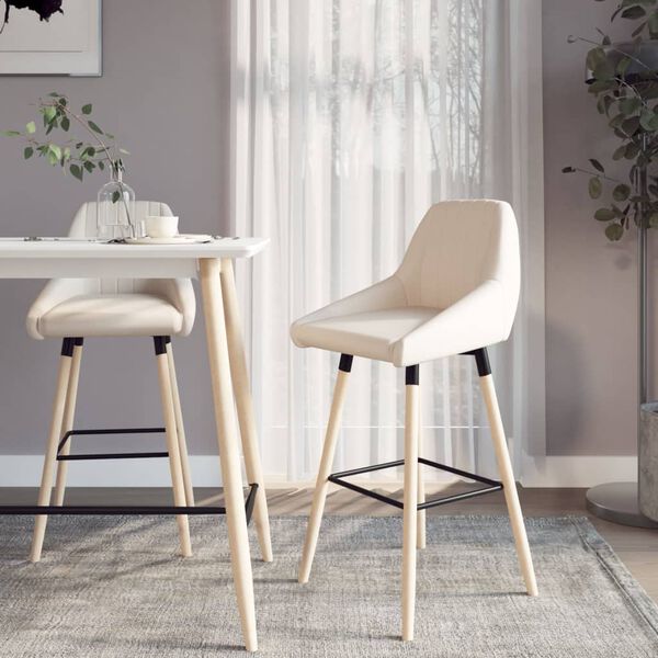 vidaXL Barstolar 2 st gr&auml;ddvit tyg