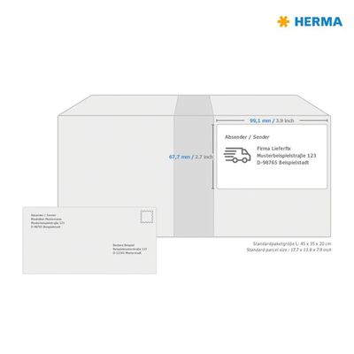 HERMA Permanenta adressetiketter A4 99,1x67,7 mm 100 ark vit