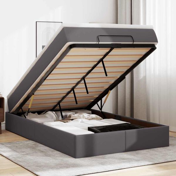 vidaXL Ottoman s&auml;ngram med madrass gr&aring; 120x200 cm konstl&auml;der