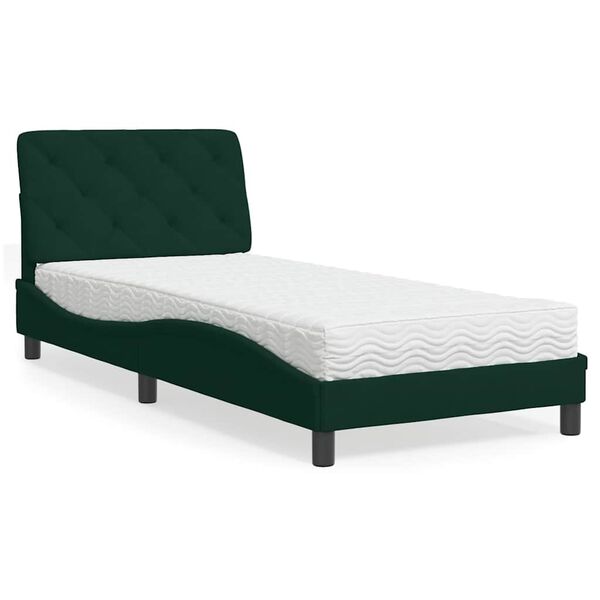 vidaXL Bed with Mattress Dark Green 80x200 cm Velvet