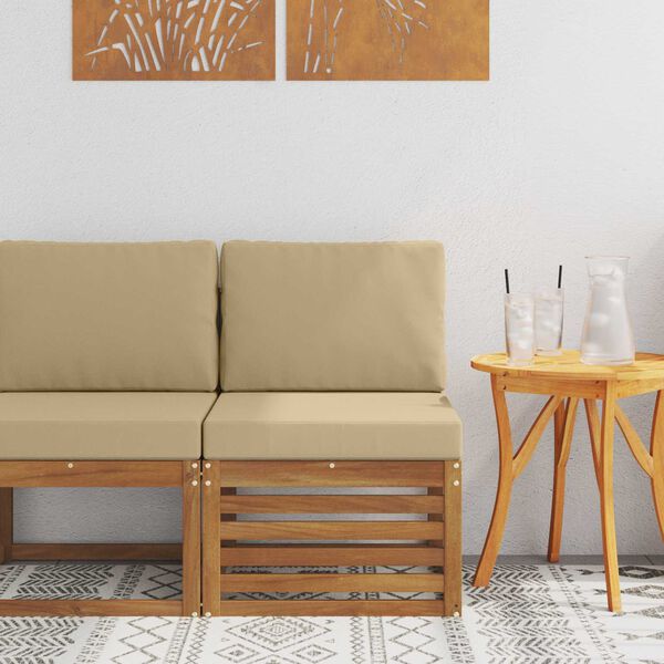 vidaXL Utomhus Mellansoffa Massivt Akaciatr&auml; Naturf&auml;rg