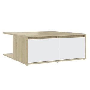 vidaXL Soffbord vit och sonoma-ek 80x80x31 cm konstruerat tr&auml;