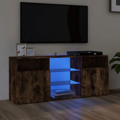 vidaXL TV-bänk med LED-belysning rökfärgad ek 120x30x50 cm