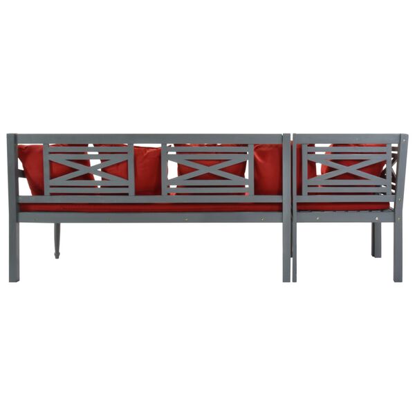 vidaXL Loungegrupp f&ouml;r tr&auml;dg&aring;rden 3 delar akaciatr&auml; gr&aring; och r&ouml;d