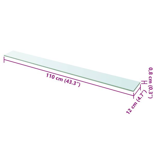 vidaXL Hyllplan 2 st glas genomskinlig 110x12 cm