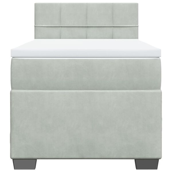 vidaXL Ramsäng med madrass ljusgrå 100x200 cm sammet