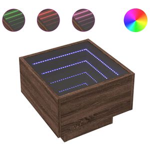 vidaXL S&auml;ngbord med Infinity LEDs brun ek 40x40x30 cm