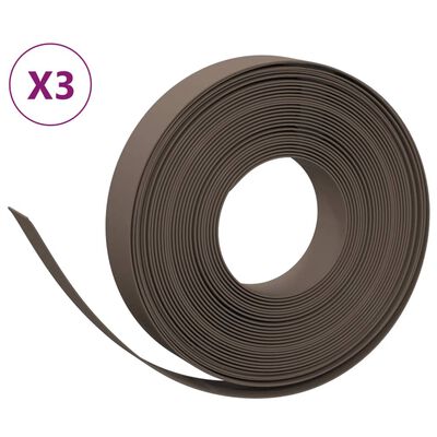 vidaXL Rabattkant brun 3 st 10 m 10 cm polyeten