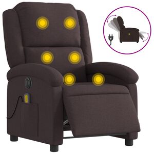 vidaXL Elektrisk massagef&aring;t&ouml;lj m&ouml;rkbrun tyg