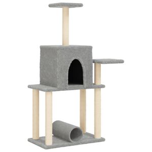 vidaXL Kl&ouml;str&auml;d med sisalpelare ljusgr&aring; 122 cm