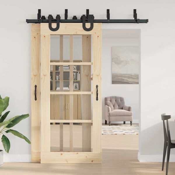 vidaXL Skjutdörrsbeslag 183 cm stål svart