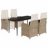 vidaXL Matgrupp f&ouml;r tr&auml;dg&aring;rden med dynor 5 delar beige konstrotting
