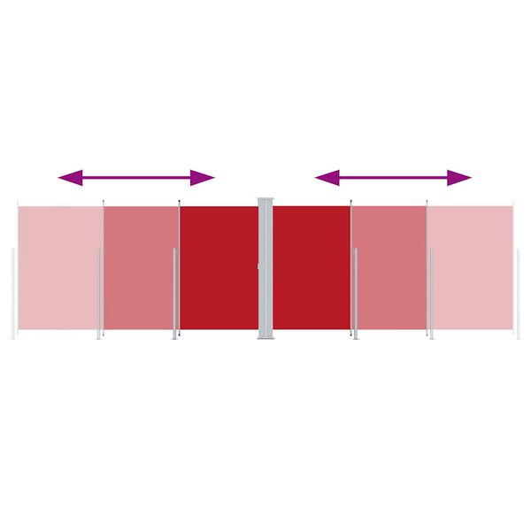 vidaXL Infällbar sidomarkis 200x600 cm röd