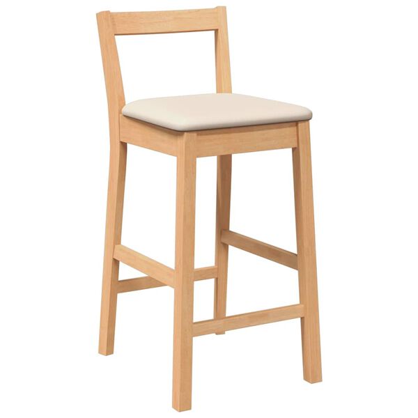 vidaXL Barstolar med kuddar 2 st, naturligt, massivt trä, gummi