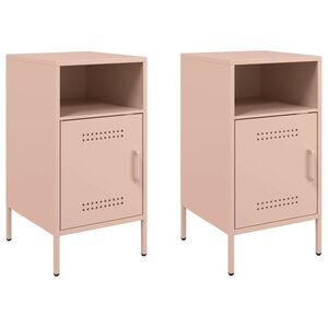 vidaXL S&auml;ngbord 2 st rosa 36x39x68 cm st&aring;l
