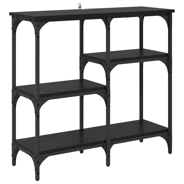 vidaXL Konsolbord med hylla Svart Ek 80 x 29 x 75 cm Konstruerat tr&auml;