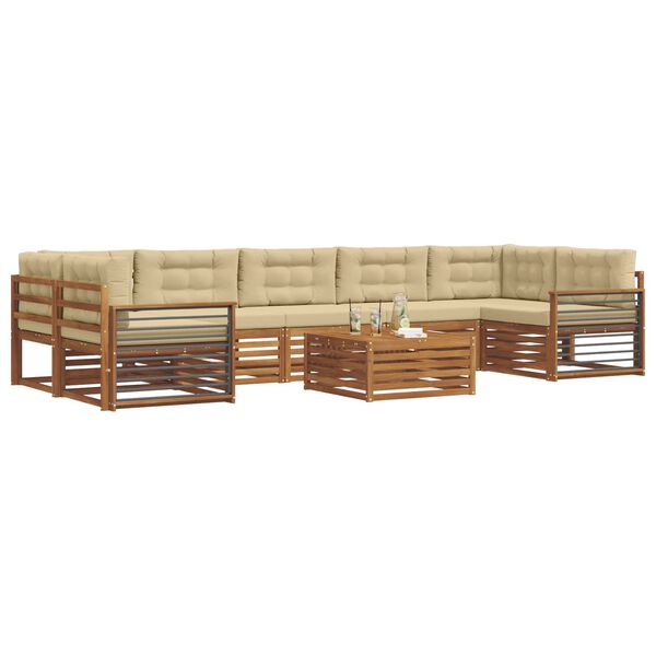 vidaXL Utomhussoffset med kudde 8 pcs Naturlig och Beige