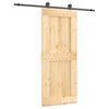 vidaXL Skjutd&ouml;rr Naturlig och svart 85 x 210 cm Massiv furutr&auml;d&ouml;rr
