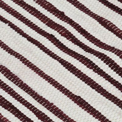 vidaXL Handvävd matta Chindi bomull 120x170 cm vinröd och vit