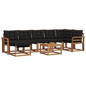 vidaXL Utomhussoffset med kudde 8 pcs Naturlig och svart