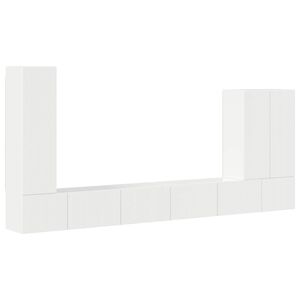 vidaXL TV v&auml;ggsk&aring;p set V&auml;ggmonterad 6 pcs H&ouml;gblanka vita