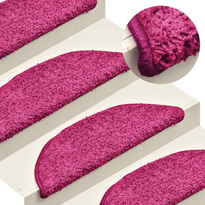 vidaXL Trappmattor 15 st 56x17x3 cm rosa halvrunda