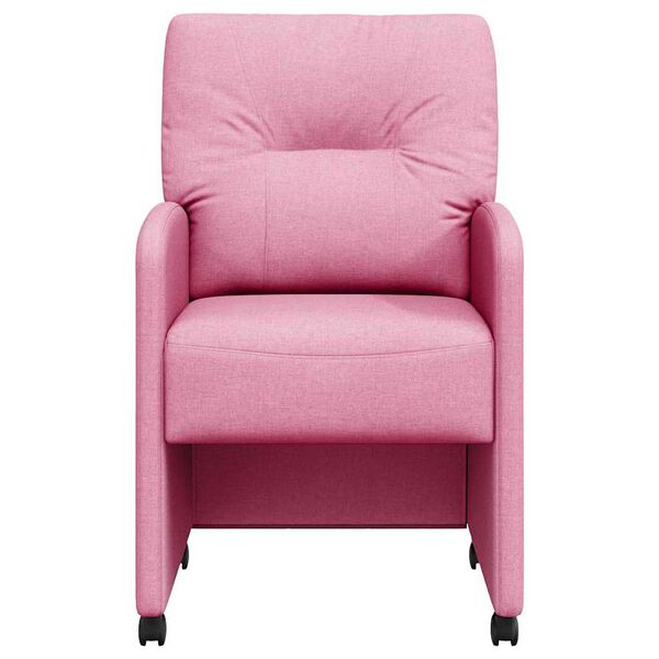 vidaXL Matstolar med hjul med hjul 2 pcs Rosa 57 x 67 x 95 cm tyg