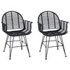 vidaXL Matstol 2 pcs Rattan och J&auml;rn Svart 57 x 55 x 85 cm