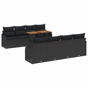 vidaXL Tr&auml;dg&aring;rdsoffset med lagring 9 pcs Svart Poly rattan
