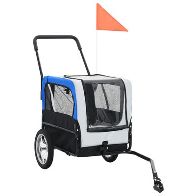vidaXL Cykelvagn för husdjur och joggingvagn 2-i-1 grå och blå