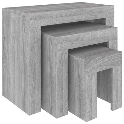 vidaXL Satsbord 3 st grå sonoma konstruerat trä