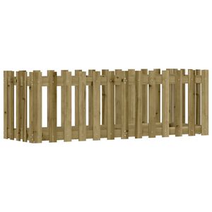 vidaXL Odlingsl&aring;da med staket-design 150x50x50 cm impregnerad furu