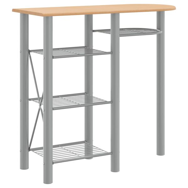 vidaXL Barm&ouml;bler 3 delar gr&aring; och brun konstruerat tr&auml; och j&auml;rn