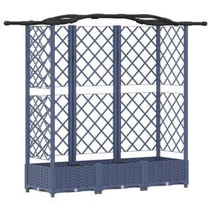 vidaXL Upph&ouml;jd B&auml;dd med Spalj&eacute; och Tak Gr&aring; 163 x 40 x 126 cm PP