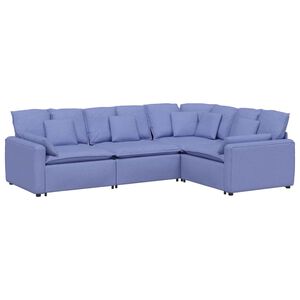 vidaXL Modulsoffa med kuddar tyg jeans bl&aring;