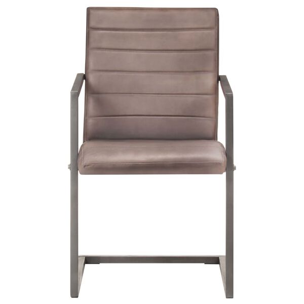 vidaXL Fribärande matstolar 6 st brun äkta läder